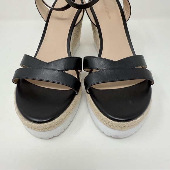 New Stuart Weitzman Catlina Espadrille Wedge Sandal Black Sz 9.5 - Picture 9 of 13